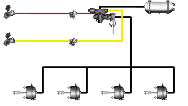 SET DI FRENI IDRAULICI AD ARIA PER RIMORCHIO COMPLETO SISTEMA A DOPPIO CIRCUITO 4 CILINDRI