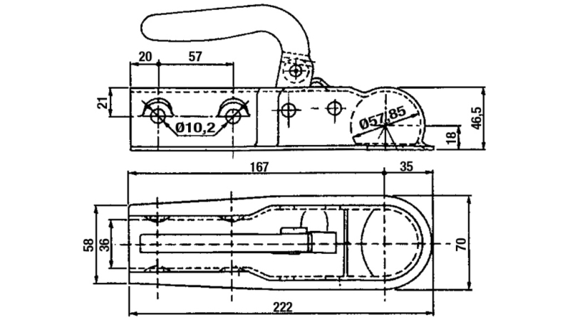 TOWING HOOK FOR CAR TRAILER ROUND FI35
