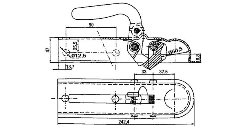 CULOARE DE TRACTARE PENTRU REMORCA AUTO PATRAT 50