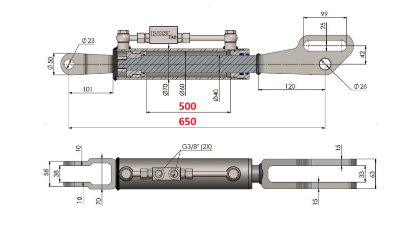 2TON. HYDRAULINEN KALTEVUUDENSÄÄDIN 60/40-150 (500MM-650MM)