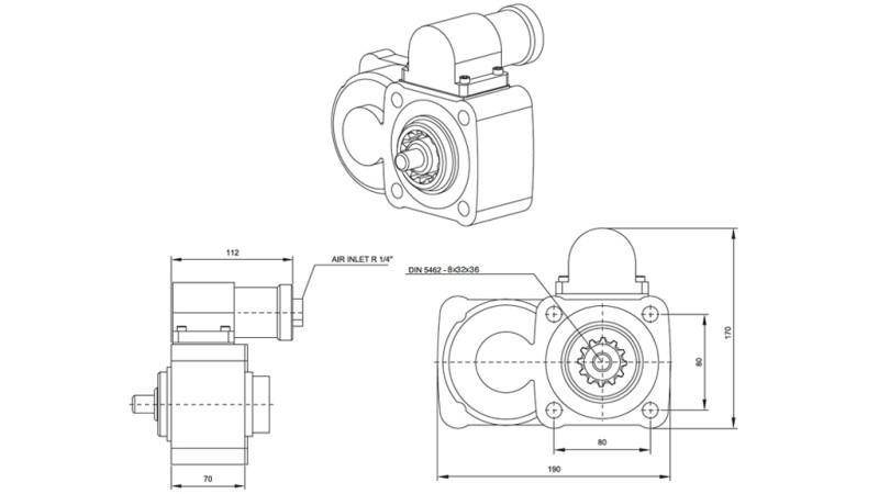 Dimensiones DEL ACCIONAMIENTO DE LA BOMBA HIDRÁULICA - ZF2