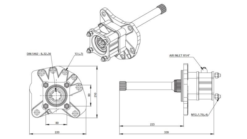 Dimensões DA BOMBA HIDRÁULICA - MERCEDES AXOR 1