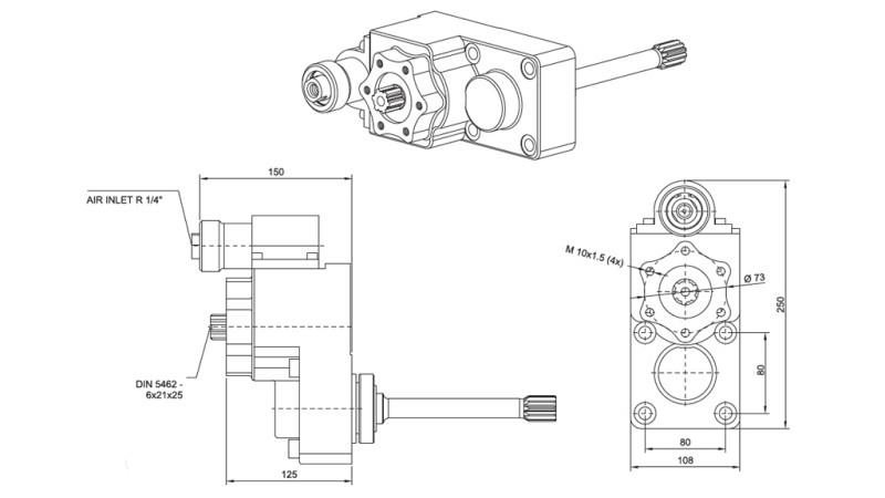 Dimensioni USCITA PER POMPA IDRAULICA - IVECO 2870