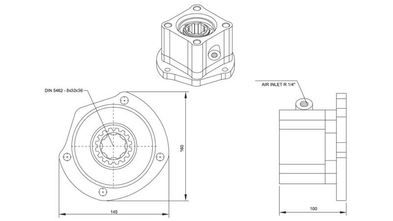Dimensões SAÍDA PARA BOMBA HIDRÁULICA - VOLVO R6-1