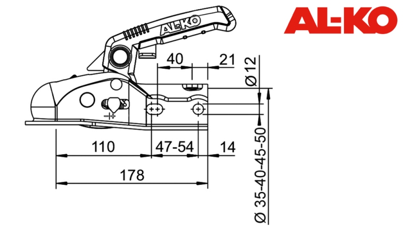 VUČNA KUKA AL-KO AK-161 ZA AUTO PRIKOLICU OKUGLA 1.600 kg FI50