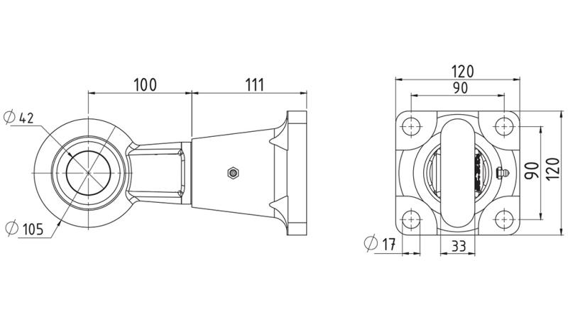 Въртяща кука за теглене fi42 в корпус 8000/1000KG