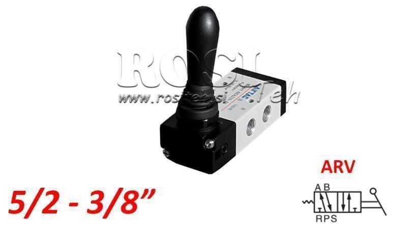 VALVOLA MANUALE PNEUMATICA 5/2 3/8 PRT-0852-ARV RITORNO CON MOLLA