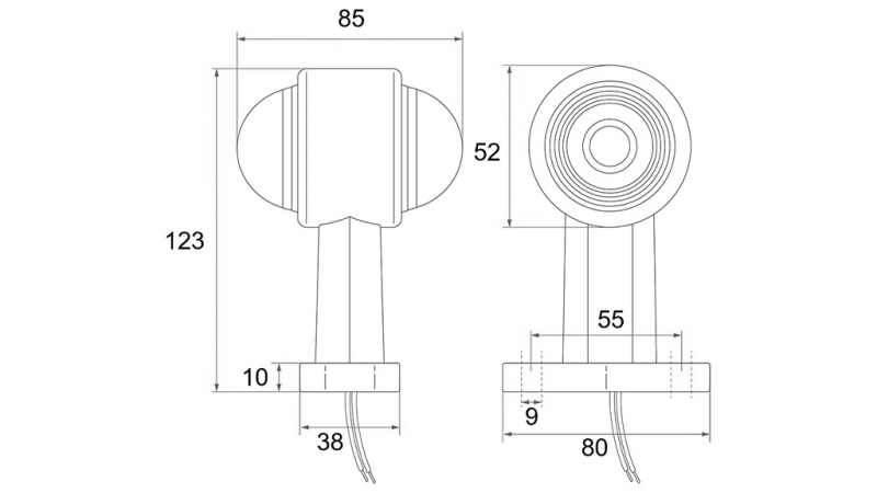 GABARITNO SVJETLO ZA PRIKOLICE OKRUGLA BJELO/CRVENA