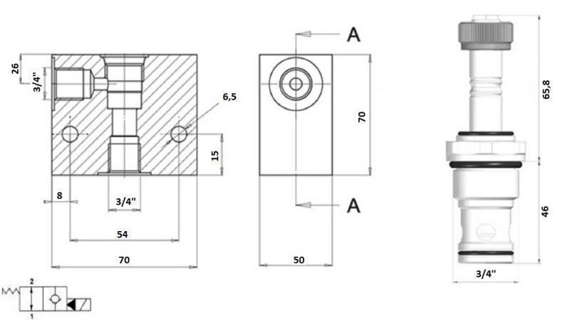 2-SUUNALINE KLAPP 3/4 (NO) 12V - 150lit - diagramm