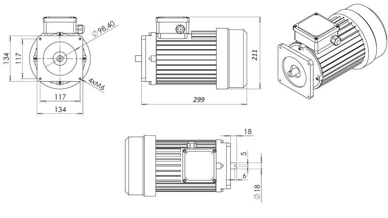 MOTEUR DE REMPLACEMENT POUR AGGREGAT HYDRAULIQUE 380V 3kW