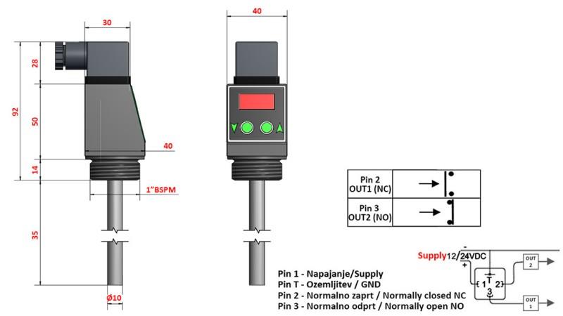 TERMOSTAT S DISPLEJEM XT51V 0-100°C l-50mm