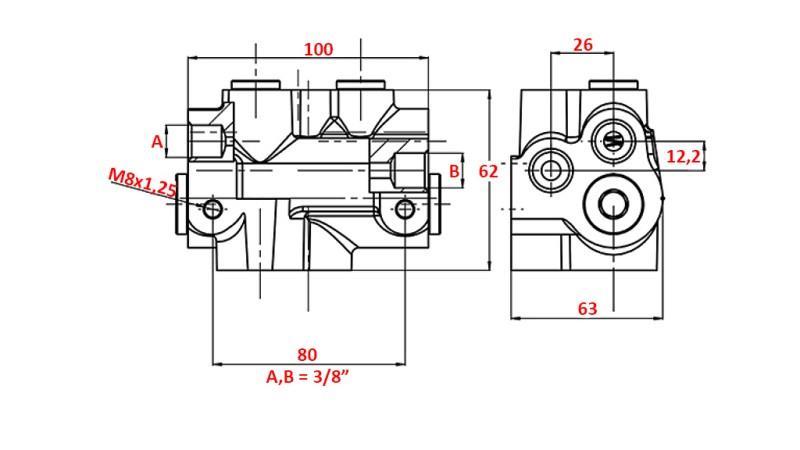 HYDRAULIC VALVE FOR MARKER TWO-WAY 3/8