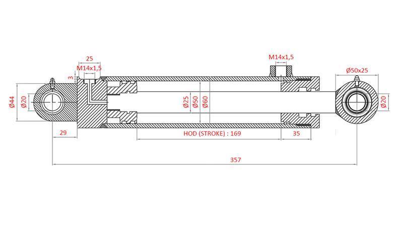 HYDRAULIC STEERING CYLINDER FIAT-NEW HOLLAND OEM-4997919, 4998944, 4998945, 5110840, 5125262