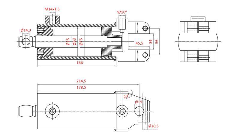 HÜDRAULILINE JUHTIMIS SILINDER MASSEY FERGUSON OEM-1605121M91, 1605121M92 532193M91, 3773711M91