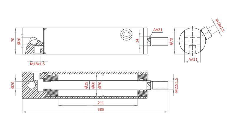 HYDRAULINEN OHJAUSSYLINDERI MASSEY FERGUSON OEM-3483329M92