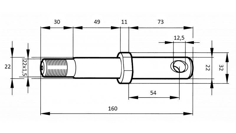 МОНТАЖЕН КЛИН fi22mm УДЪЛЖЕН С РЕЗБА M 22x1.5
