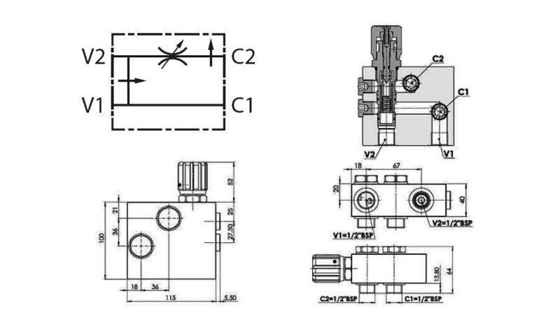 HYDRAULISK PRIORITETSVENTIL TIL HYDROMOTOR MP-MR-MH