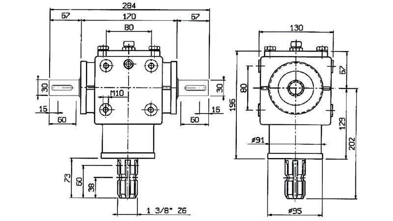 ÚHLOVÝ PREVOD PTO-R20T 1:2 (25HP-18kW)