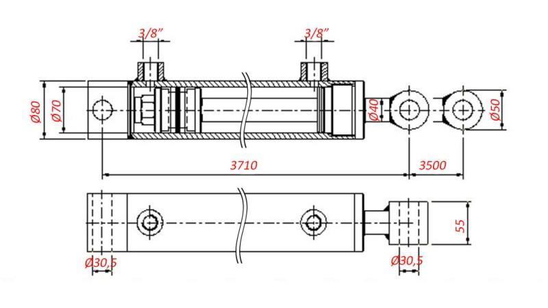 CYLINDER HYDRAULICZNY DO HOLENIA - OTWÓR 70/40-3500