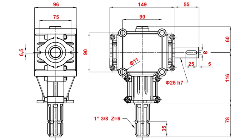 KULMA VAIHTEISTO PTO 1:1.9 (14HP-10KW)