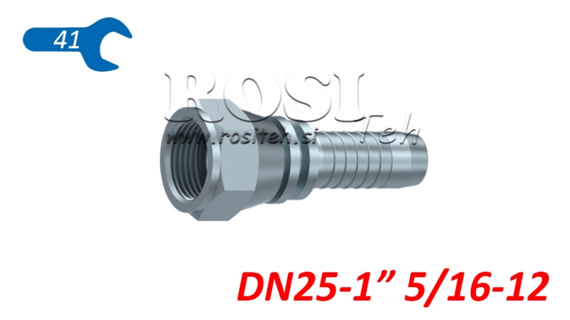 RACCORD DE CONNEXION HYDRAULIQUE DKJ JIC74° FEMELLE DN25-1 5/16-12