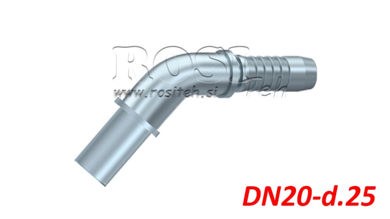 HYDRAULICZNY WĄŻ ZŁĄCZE PRZEJŚCIOWE ŁUK 45° DN20-d.25