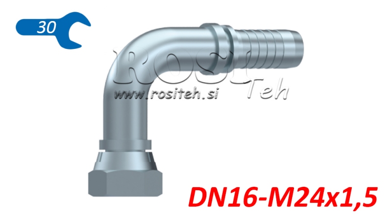 HÜDRAULILINE ÜHENDUS BSP NAINE KÜLVET 90° DN16-M24X1,5