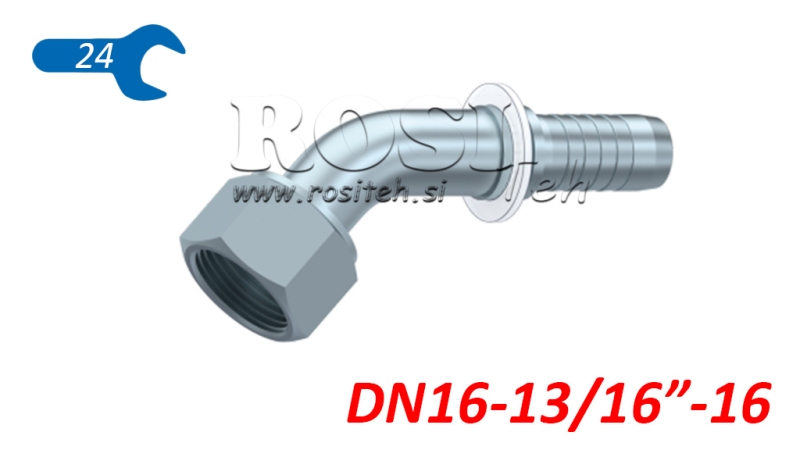 HYDRAULICKÉ PŘIPOJENÍ DKORFS ŽENSKÝ ELBOW 45° DN16-13/16-16