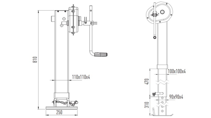 KIERRETTÄ TUKIJALKA 400mm - 10,000kg