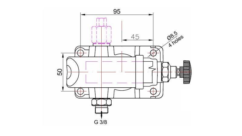 RUČNA PUMPA 45CC -SD- JEDNOSMJERNA - dimenzije