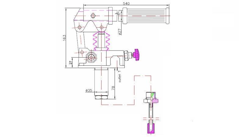 RUCNA PUMPA 45CC -SD- JEDNOSMJERNA - dimenzije