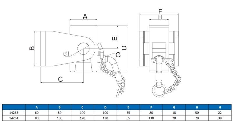Gaffelbeslag til tippvogn caisson 80X100MM ECO