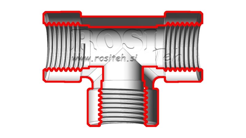 HYDRAULISCHE T STUK VROUW-VROUW 1/4