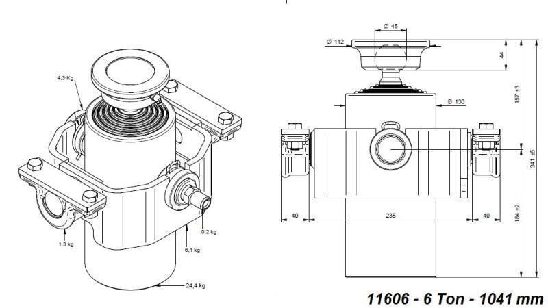 TELESCOPISKAIS CILINDRS KOMPAKTS 6 GRĀDI 1041mm x125 -BOLA