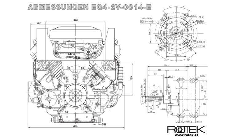 benzinmotor 614cc-14.9kW-3.600 RPM-E-KW25.4x72-elektrisk start