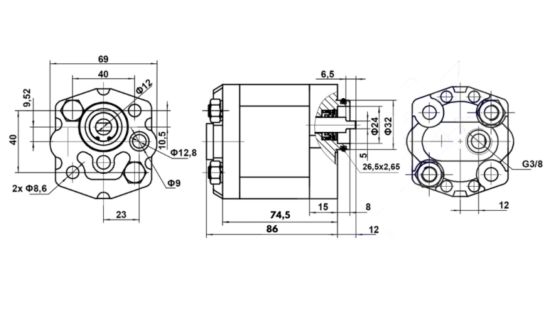 HIDRAULIKUS SZIVATTYÚ 10C2,7x302 2,7 CC JOBB