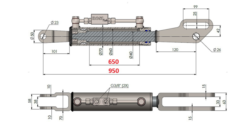 2TON. SEITLICHE HUBSTREBENVERSTELUNG FORK 60/40-300 (650mm-950mm)