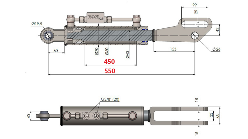 2TON. HYDRAULISK TOPPLENKE POINT 60/40-100 (450MM-550MM)