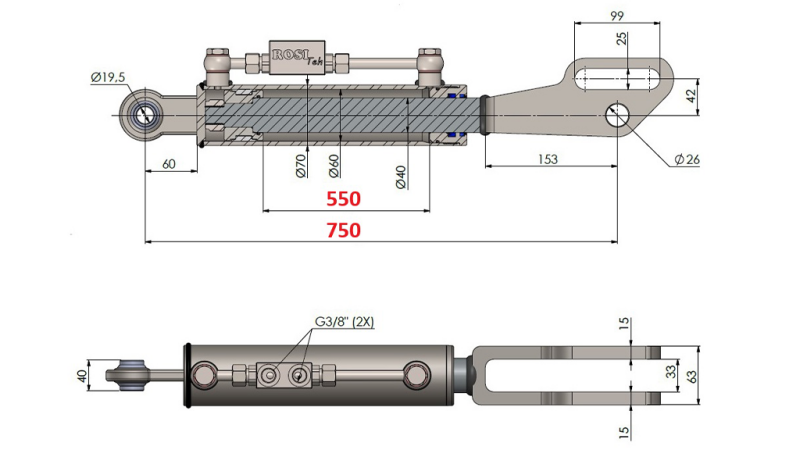 2TON. DIZAJUČA POTEZNICA POINT 60/40-200 (550mm-750mm)