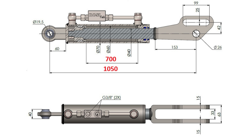 2TON. DIZAJUČA POTEZNICA POINT 60/40-350 (700mm-1050mm)