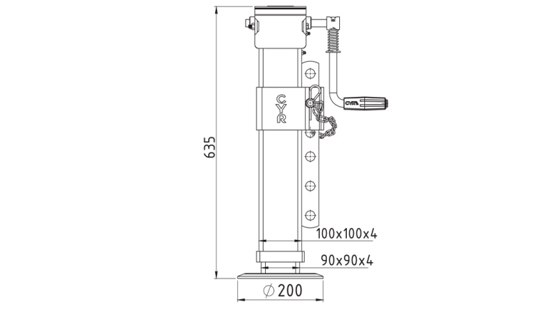 NAVOJNA PODPORNA NOGA NASTAVLJIVA 370mm - 4.500kg