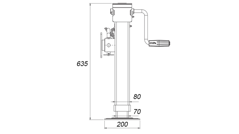 NAVOJNA PODPORNA NOGA S PRIROBNICO 380mm - 4.000kg