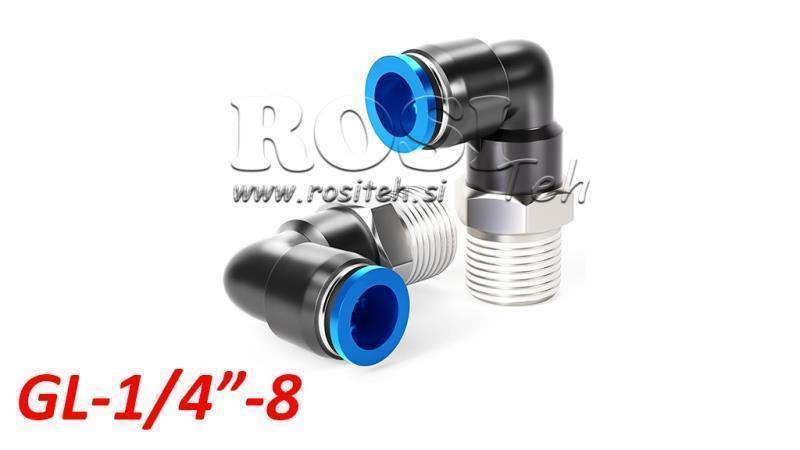 PNEUMATIC PLUG ANGLE CONNECTOR TPA WITH THREAD GL-014-8