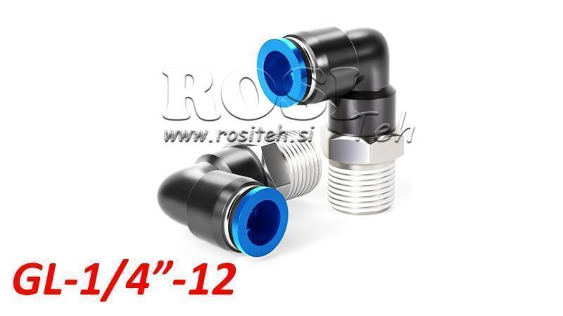 PNEUMATIC PLUG ANGLE CONNECTOR TPA WITH THREAD GL-014-12