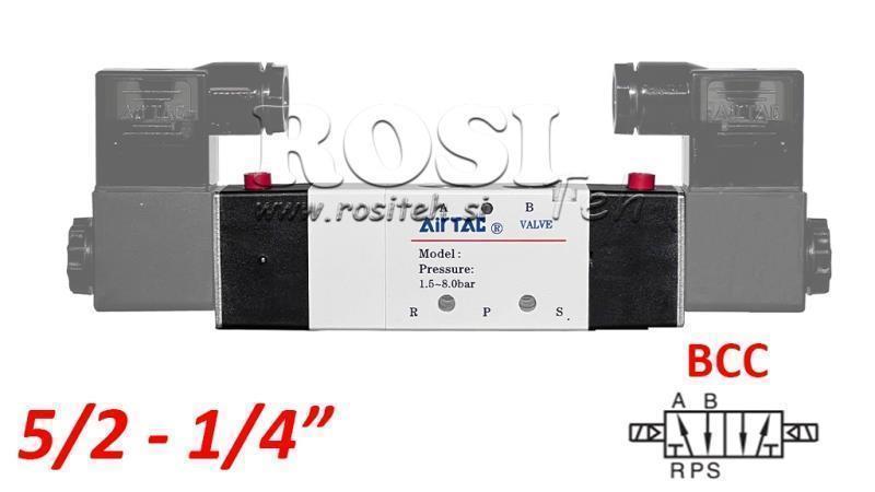 PNEUMATIKUS ELEKTROMOS SZELEP 5/2 BISTABIL 1/4 PRT-0552-BCC