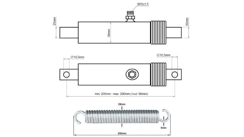 HYDRAULIC CYLINDER FOR OPENING FLAP 38/25-90