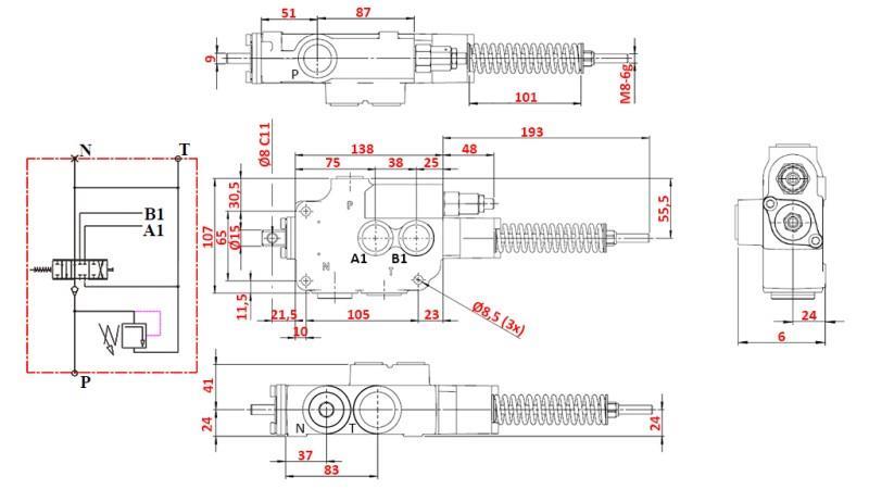 HYDRAULIC VALVE 1xP80 A7 ZS1/G WEEDER