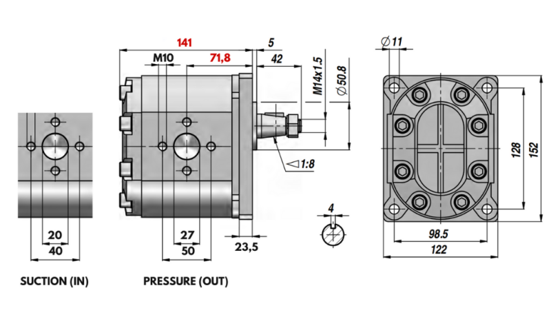 HYDRAULINEN PUMPPU GR.3 39 CC OIKEA - FLANGE