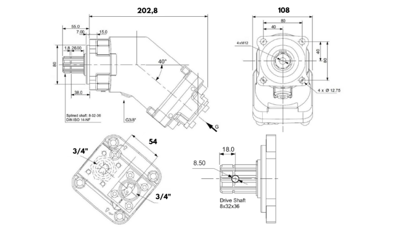 HYDRAULISK JERN PUMPE 45CC BANANA