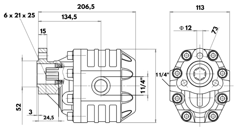 HIDRAULIČNA LITOLJEVANA PUMPA UNI40-109cc-190 bar LIJEVA